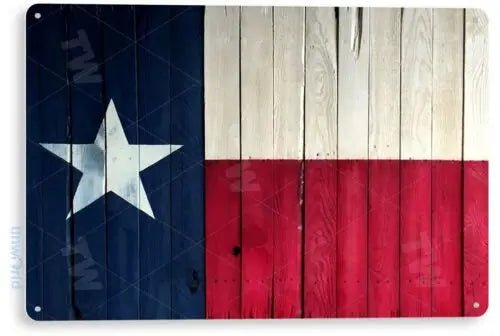 TIN SIGN Texas Flag Wood Tin Metal Sign Lone Star Rustic Decor B288 - UT KICK ASSsign5:361385#14x20cm