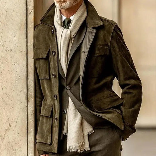Winter Warm Casual Long Sleeve Turn - down Collar Jackets Mens Fall Vintage Buttoned Outerwear Fashion Solid Color Suede Coats Men - UT KICK ASSApparel14:173#03 Brown;5:4182