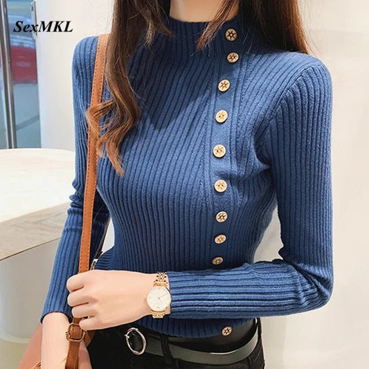 Women Knitted Winter Pullovers 2024 Fashion Long Sleeve White Black Sweaters Turtleneck Korean Clothes Elegant Pink Ladies Tops - UT KICK ASStop14:193;5:200003528