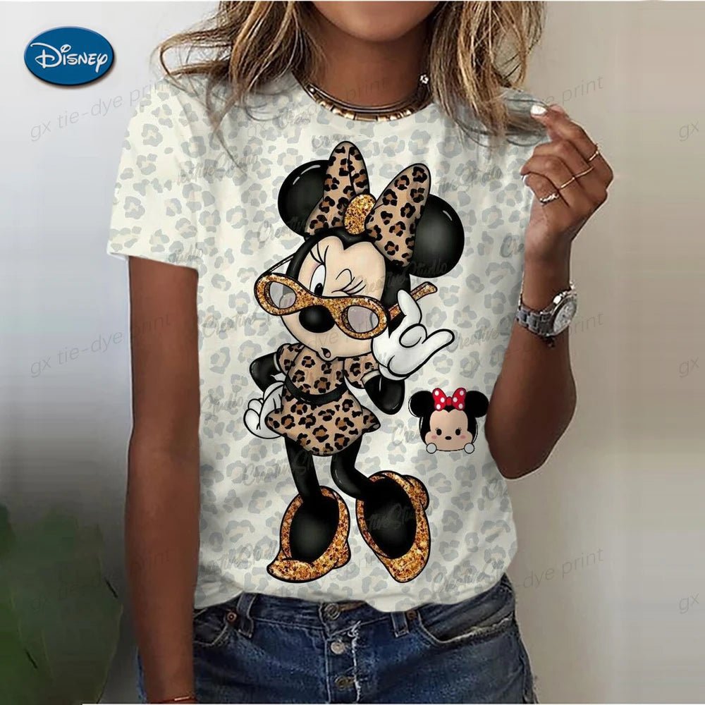 Women's Cute Mickey Mouse S - 3XL Printed T-shirt Summer Fashion Ladies Blouses 2024 Cartoon Minnie Female Tops Kawaii Clothes - UT KICK ASS14:771#AFZ3CG1538;5:4182