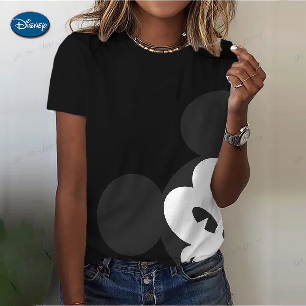 Women's Cute Mickey Mouse S - 3XL Printed T-shirt Summer Fashion Ladies Blouses 2024 Cartoon Minnie Female Tops Kawaii Clothes - UT KICK ASS14:350853#AFZ3CG1549;5:100014064