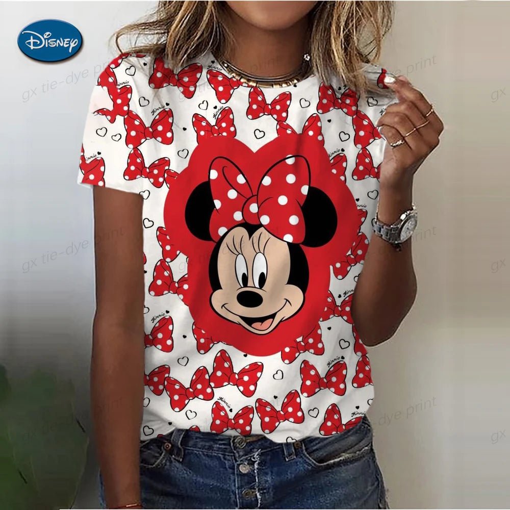 Women's Cute Mickey Mouse S - 3XL Printed T-shirt Summer Fashion Ladies Blouses 2024 Cartoon Minnie Female Tops Kawaii Clothes - UT KICK ASS14:691#AFZ3CG1544;5:361386