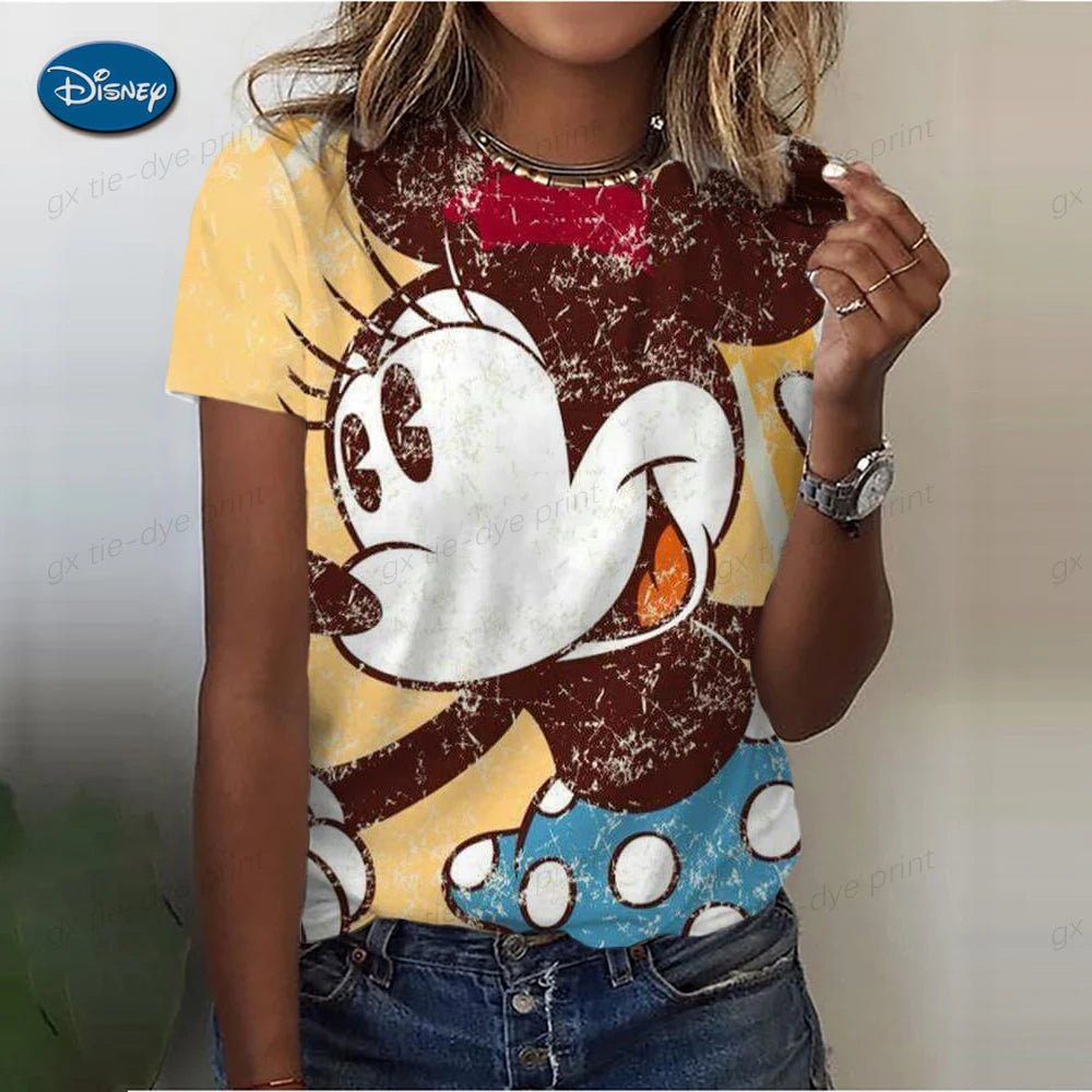 Women's Cute Mickey Mouse S - 3XL Printed T-shirt Summer Fashion Ladies Blouses 2024 Cartoon Minnie Female Tops Kawaii Clothes - UT KICK ASS14:350850#AFZ3CG1543;5:100014064