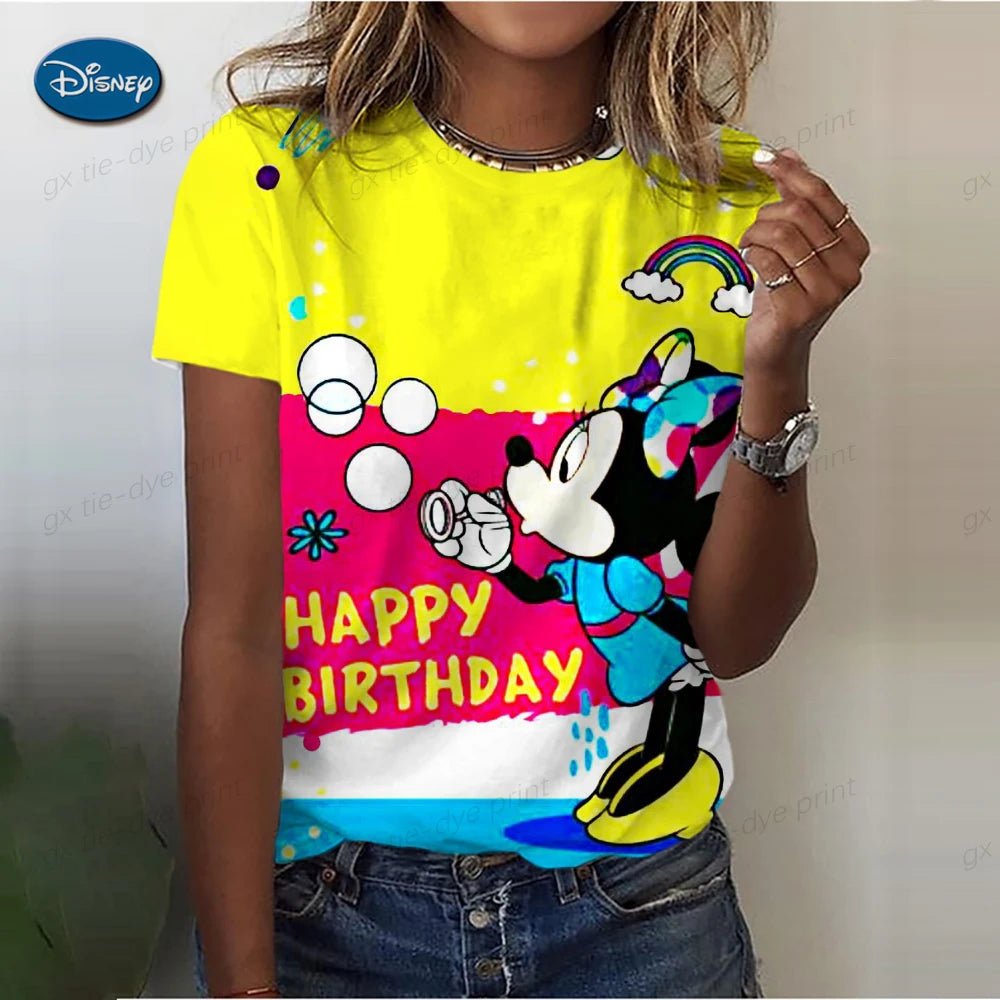 Women's Cute Mickey Mouse S - 3XL Printed T-shirt Summer Fashion Ladies Blouses 2024 Cartoon Minnie Female Tops Kawaii Clothes - UT KICK ASS14:200002130#AFZ3CG1547;5:100014064
