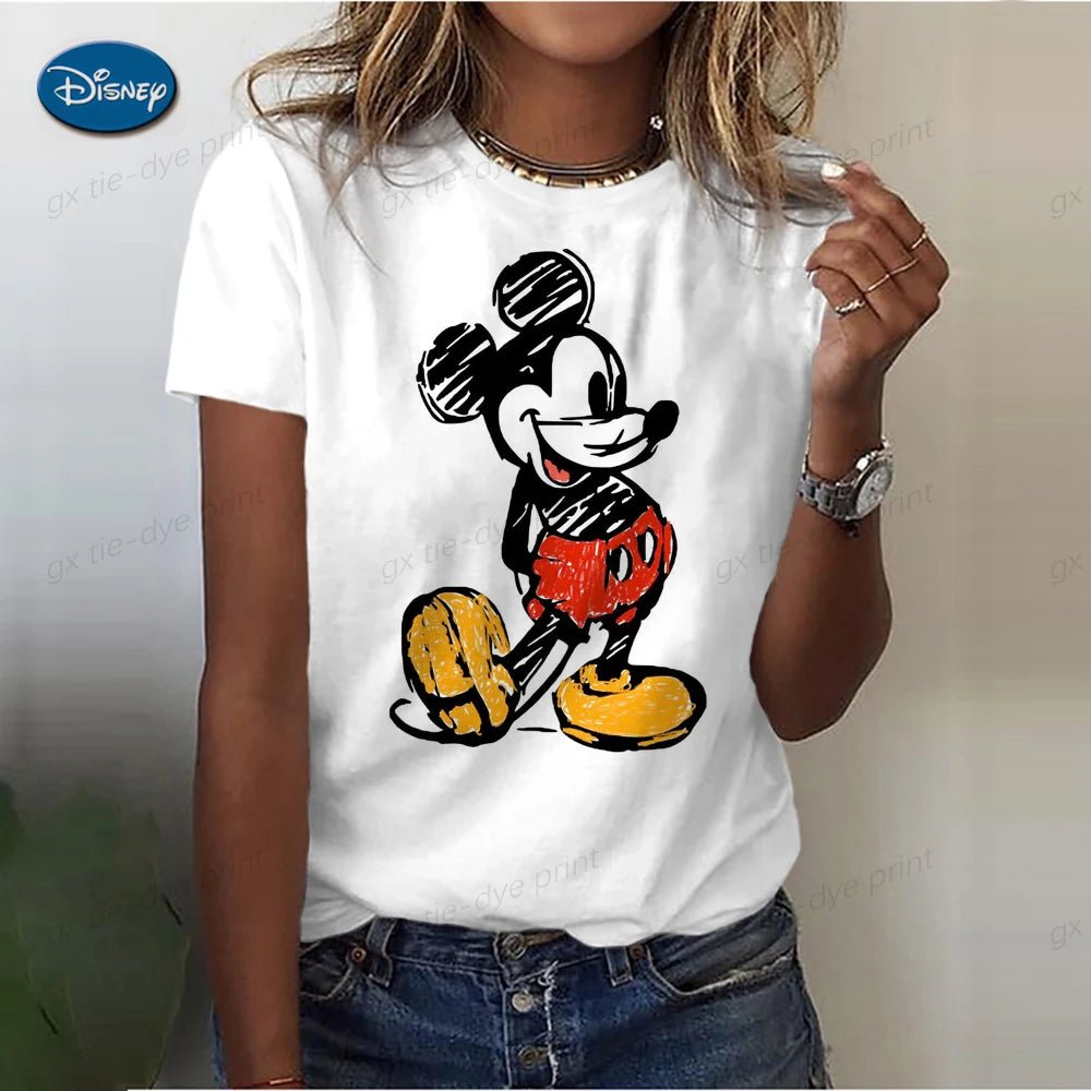 Women's Cute Mickey Mouse S - 3XL Printed T-shirt Summer Fashion Ladies Blouses 2024 Cartoon Minnie Female Tops Kawaii Clothes - UT KICK ASS14:193#AFZ3CG1539;5:100014064