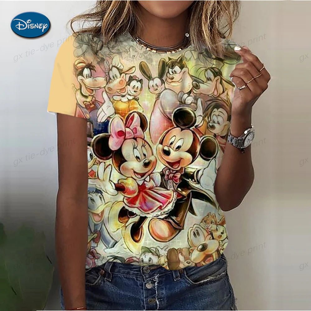 Women's Cute Mickey Mouse S - 3XL Printed T-shirt Summer Fashion Ladies Blouses 2024 Cartoon Minnie Female Tops Kawaii Clothes - UT KICK ASS14:10#AFZ3CG1548;5:361386