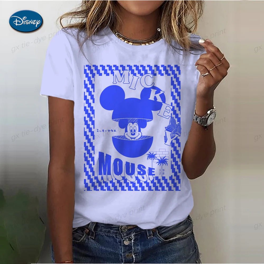 Women's Cute Mickey Mouse S - 3XL Printed T-shirt Summer Fashion Ladies Blouses 2024 Cartoon Minnie Female Tops Kawaii Clothes - UT KICK ASS14:366#AFZ3CG1551;5:4183
