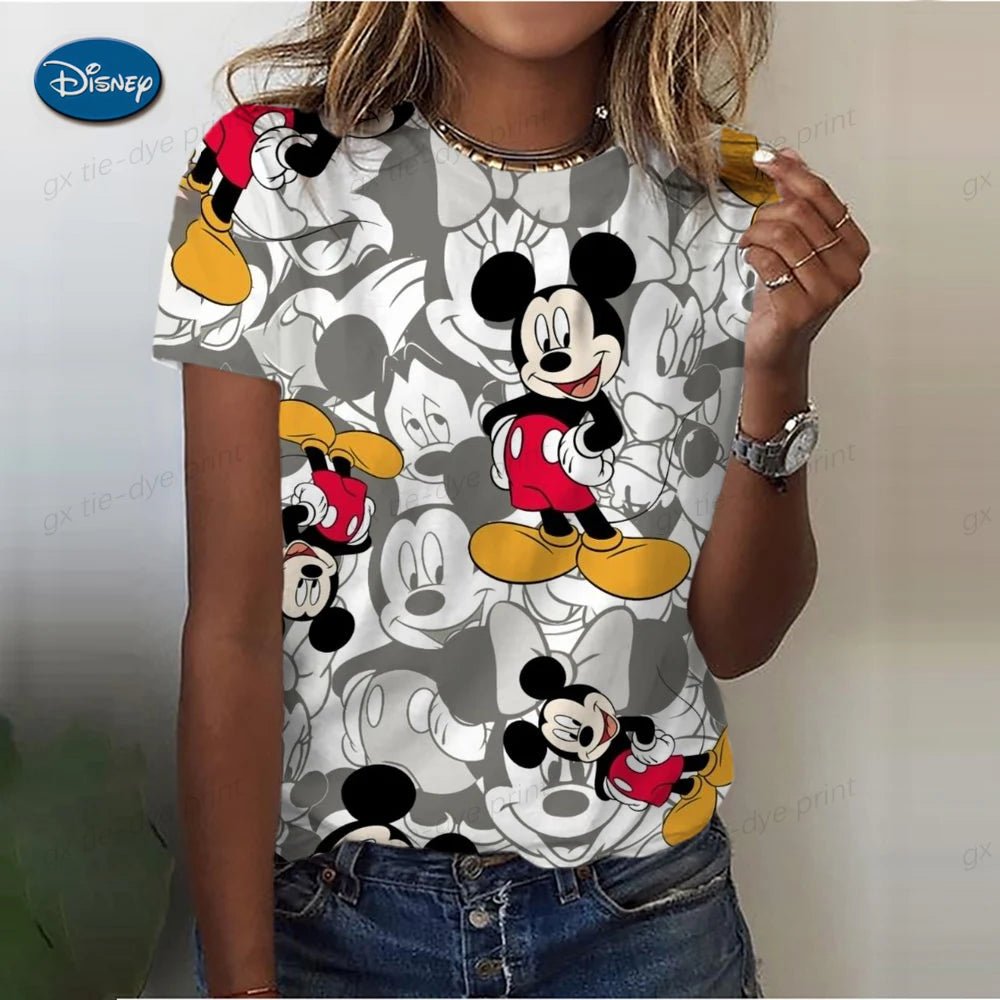 Women's Cute Mickey Mouse S - 3XL Printed T-shirt Summer Fashion Ladies Blouses 2024 Cartoon Minnie Female Tops Kawaii Clothes - UT KICK ASS14:365458#AFZ3CG1542;5:361386