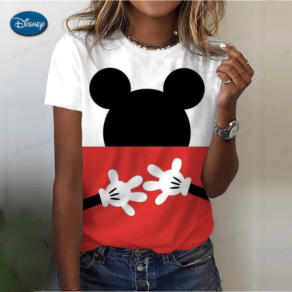 Women's Cute Mickey Mouse S - 3XL Printed T-shirt Summer Fashion Ladies Blouses 2024 Cartoon Minnie Female Tops Kawaii Clothes - UT KICK ASS14:771#AFZ3CG1538;5:4182